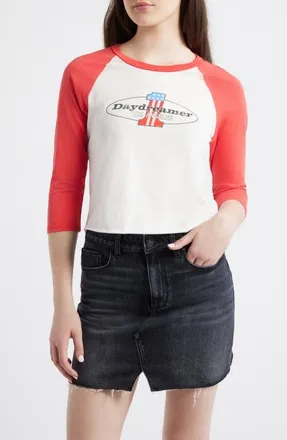 Daydreamer Number One Graphic Raglan T-Shirt in Deep Sea Coral Combo at Nordstrom, Size X-Large