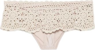 Frankies Bikinis Shelly Crochet-knit Ruffled Bikini Bottoms