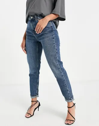 Topshop Mom jeans lavaggio blu autentico
