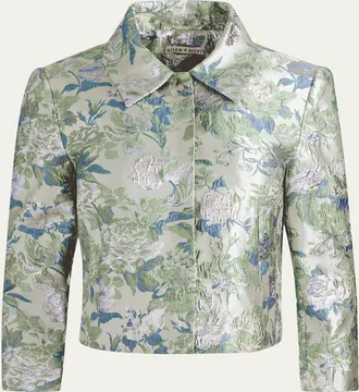 Alice & Olivia Weston Metallic Jacquard Cropped Jacket