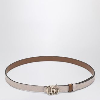 Gucci Cintura sottile reversibile GG Marmont rosa/sabbia