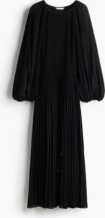 H&M Langes Plisseekleid - Schwarz