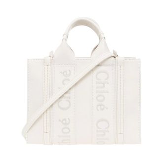 Chloé Handbags, female, White, Size: ONE SIZE Woody Small Shopper Bag
