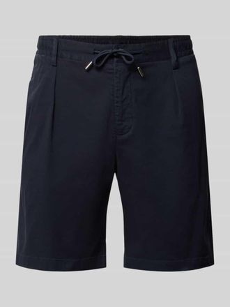 Profuomo Straight Fit Shorts mit Bundfalten in Marine, Gr&ouml;&szlig;e 48