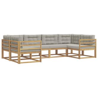 vidaXL Conjunto De Sof&aacute;s De Exterior 6 Pcs Blanco Y Gris Claro Vidaxl