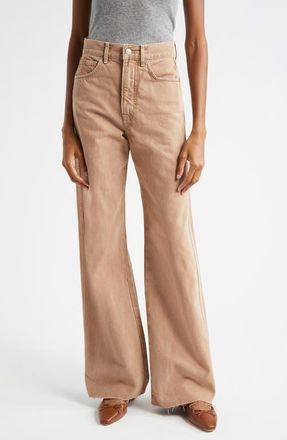 Veronica Beard Taylor High Waist Wide Leg Jeans in Tan Sierra at Nordstrom, Size 31