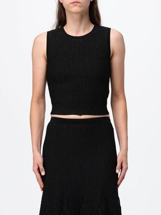 Elisabetta Franchi Top smanicato in maglia a coste con vestibilit&agrave; slim fit