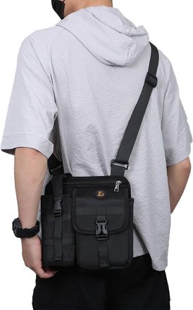 Generic Sling Bag for Men - Adjustable Strap with Bottle Holder - Large Sling Bags for Men | for Outdoor Hiking Climbing Work Cycling Riding Commuting Hunting