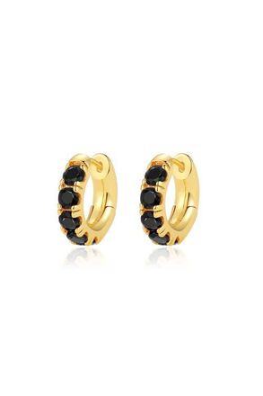 Classicharms Daniela Huggie Hoop Zirconia Earrings in Onyx Black at Nordstrom