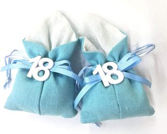 Trade Shop Trade Shop - Set 12pc Colorful Bag Number 18 A&ntilde;os Juta 10x13cm Babon Holder - Azul