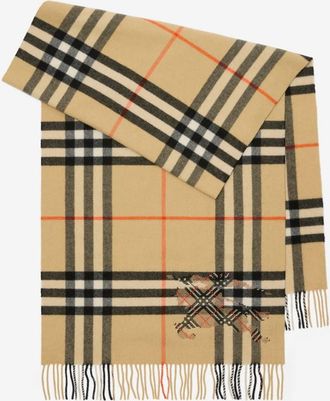 Burberry Wide Cross Stitch EKD Check Cashmere Scarf