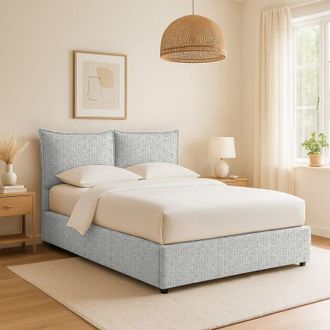 Dmora Cama Matrimonial Wetherby, Desenfundable, Hecho En Italia, Gris Claro