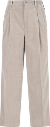 Kaptain Sunshine Cream Ribbed Mid-Rise Corduroy Trousers