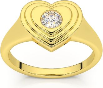 Pompeii3 1/4Ct Diamond Solitaire Womens Sweetheart Signet Heart Ring 14k Gold Lab Grown