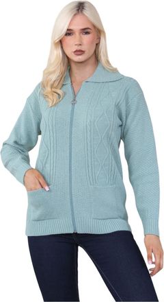 Janisramone Zip-up Cardigans for Women UK, Full Sleeves Solid Color Ladies Cardigan, Knitted Womens Zip up Cardigan, Ladies Cardigans with Pockets for Winters Dus