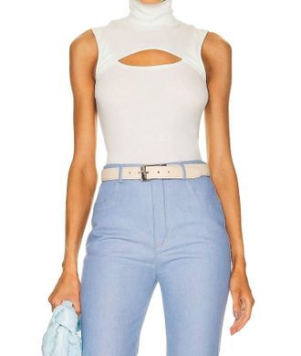 Rosetta Getty Sleevless Cutout Turtleneck Top In Mint