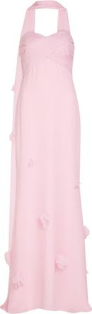 Self Portrait Floral-appliqu&eacute;d Scarf-effect Chiffon Maxi Dress - Pink - 16 (UK16 / XL)