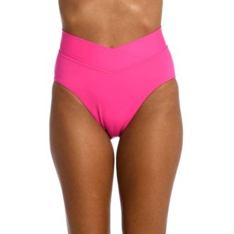 La Blanca Island Goddess Crossover High Waist Swim Bottom In Pop Pink