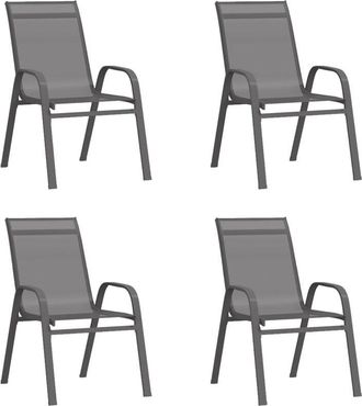vidaXL Vidaxl - Stackable Garden Chairs 4 pcs Grey Textilene Fabric