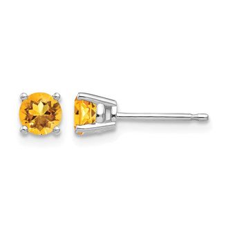 Diamond2Deal 14k White Gold 4mm Citrine Earrings