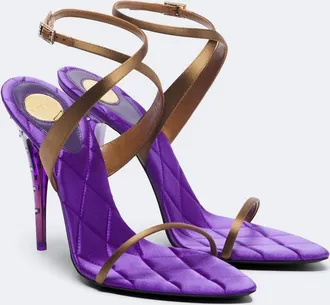 Saint Laurent Ivresse embellished cr&ecirc;pe satin sandals