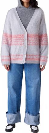 Crush Brushed Surf Fairisle Cardigan In Cloudy Watermelon