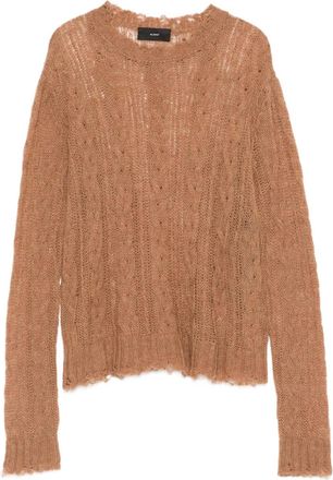 Alanui cable-knit frayed sweater - women - Fabric - M - Brown