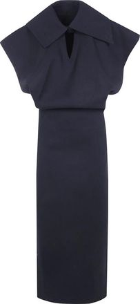 Issey Miyake Calligraph Jurk - Dames - Casual kleedjes - Zwart - L - Wol - Kleedjes