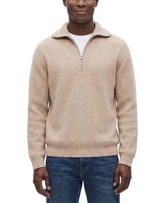 Naadam Wool & Cashmere-Blend 1/4-Zip Mock Neck Sweater