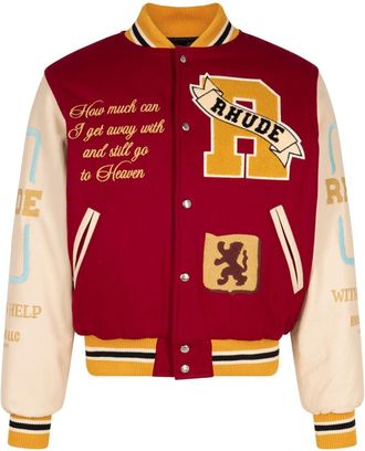 Rhude Le VAlley varsity jacket - men - Viscose/Wool/Leather - L - Red