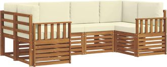 vidaXL Conjunto De Sof&aacute;s De Exterior 6 Uds. Natural Y Crema Vidaxl