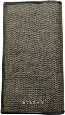 Bulgari Weekend Gray Pvc Leather Long Wallet (Bi-Fold) (Pre-Owned)
