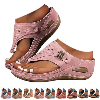 Generic Orthopedic Wedge Sandals for Women Lightweight Orthopedic Flip Flops UK Toe Post Slippers Arch Support Casual Outdoor Slippers Wide Fit New Summer Sli