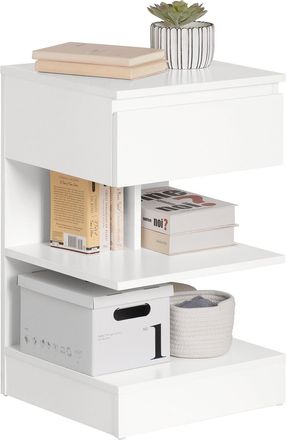 SoBuy Mesita De Noche Con 1 Caj&oacute;n Y 2 Estantes, Consola, Mesa Auxiliar Para Sal&oacute;n Comedor Blanco Fbt49-w Sobuy Es