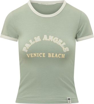 Palm Angels Cali Vibes Slim Tee - Dames - T-shirts - Groen - M - Tops