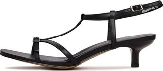 Cesare Gaspari Glanzende Strappy Hakken - Zwart - Dames - Sandalen met hakken - Zwart - 38 EU - Leer - Schoenen