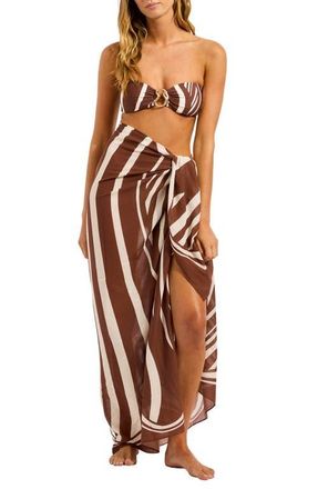 Seafolly Coastline Cover-Up Sarong in Cocoa at Nordstrom