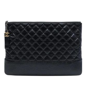 Chanel Pre-owned Leather chanel-bags - Dames - Pre-owned - Zwart - Maat: ONE Size Leer