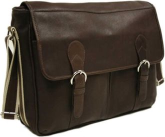 Piel Leather 2810-CHC Classic Expandable Messenger Bag - Chocolate