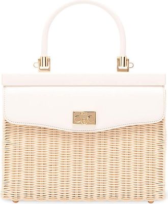 Rodo Wicker And Leather Medium Handbag