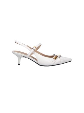 Pinko White Gloria 18 Leather Slingback Pumps