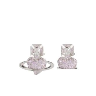Vivienne Westwood Hartmotief Zilveren Oorbellen Paar - Dames - Oorbellen - Grijs - ONE Size - Accessoires