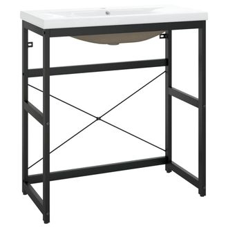 Berkfield Home Bathroom Washbasin Frame with Built-in Basin Black Iron