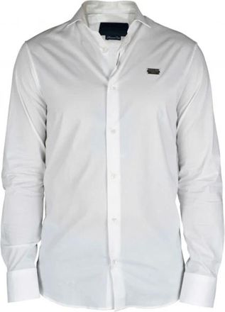 Philipp Plein Diamond Cut LS Iconic Shirt - Heren - Casual Overhemden - Wit - XS - Katoen - Overhemden