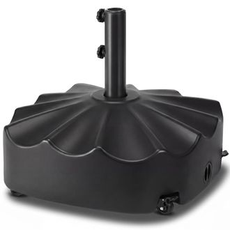 Best Choice Products 123lb Capacity Fillable Mobile Umbrella Base for Patio, Deck, 4 Wheels - Wavy Design - Black