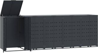 vidaXL Vidaxl - Cobertizo Para 5 Cubos De Basura Acero Antracita 345x79x117 Cm