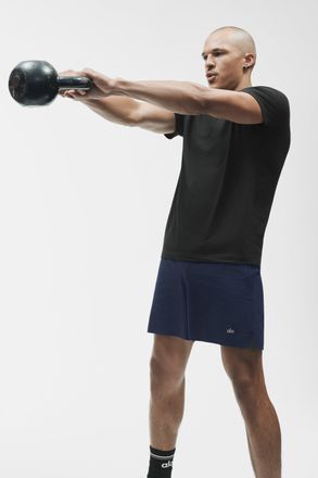 Alo | Conquer Reform Crewneck Short Sleeve Top in Black, Size: Medium