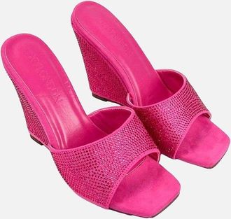 XY London Womens XY London Womens/Ladies Peggie Rhinestone Wedge Mules - Pink - Size: 6