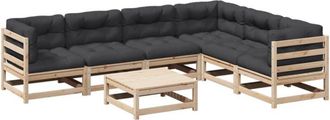 vidaXL Set De Sof&aacute;s Jard&iacute;n 7 Pzas Con Cojines Madera Maciza Pino Vidaxl