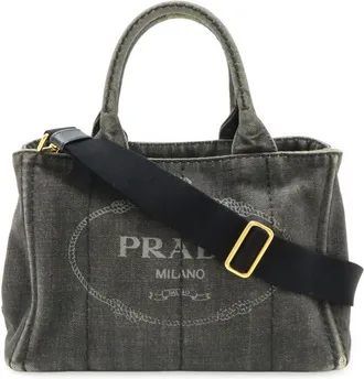 Prada Black Nero Denim Handbag Shoulder Bag Tote Bag (Pre-Owned)